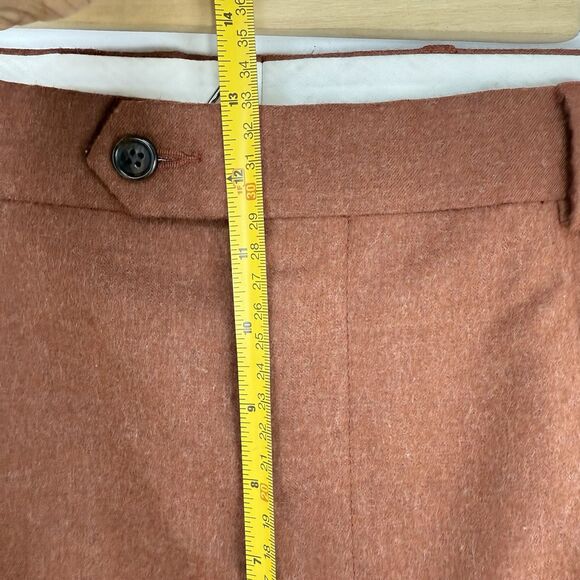 Paul Frederick Men’s 36x28 Brown Pleated Dress Pants Cuffed Wool Cashmere - Picture 11 of 14